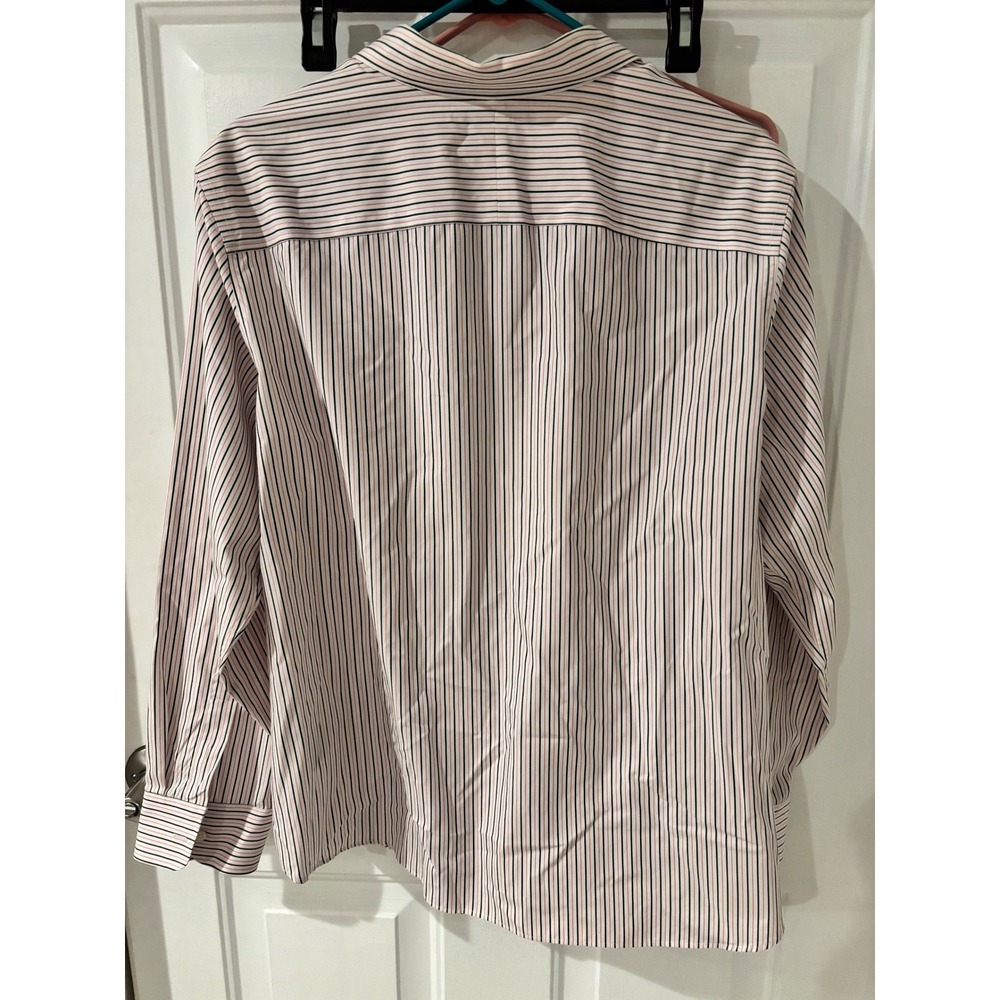 Lauren Ralph Lauren Womens Striped Button Down Shirt Pink  White Size Lg - Picture 3 of 6